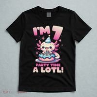 I'm 7 Seven Years Old Cute Kawaii Axolotl 7th Birthday Party T-Shirt thumb 5