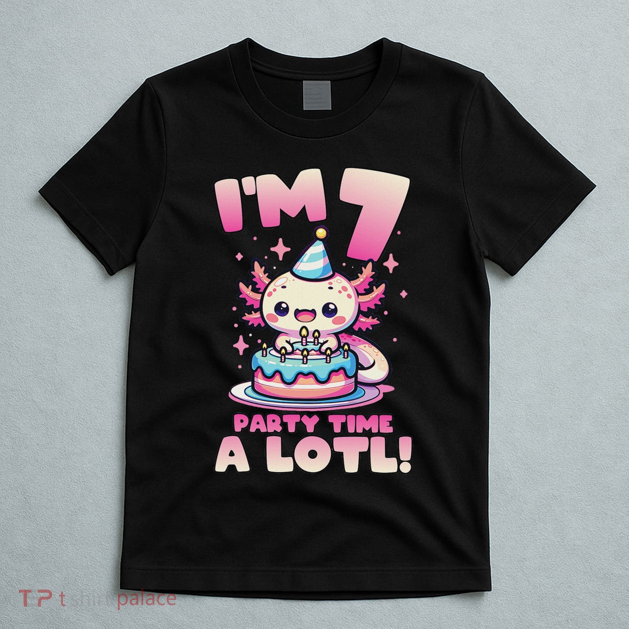 I'm 7 Seven Years Old Cute Kawaii Axolotl 7th Birthday Party T-Shirt
