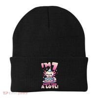 I'm 7 Seven Years Old Cute Kawaii Axolotl 7th Birthday Party Beanie thumb 0