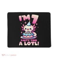 I'm 7 Seven Years Old Cute Kawaii Axolotl 7th Birthday Party Mousepad thumb 0