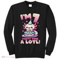 I'm 7 Seven Years Old Cute Kawaii Axolotl 7th Birthday Party Tall Sweatshirt thumb 0