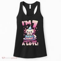 I'm 7 Seven Years Old Cute Kawaii Axolotl 7th Birthday Party Women's Tank Top thumb 0