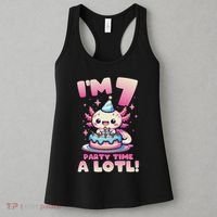 I'm 7 Seven Years Old Cute Kawaii Axolotl 7th Birthday Party Women's Tank Top thumb 3