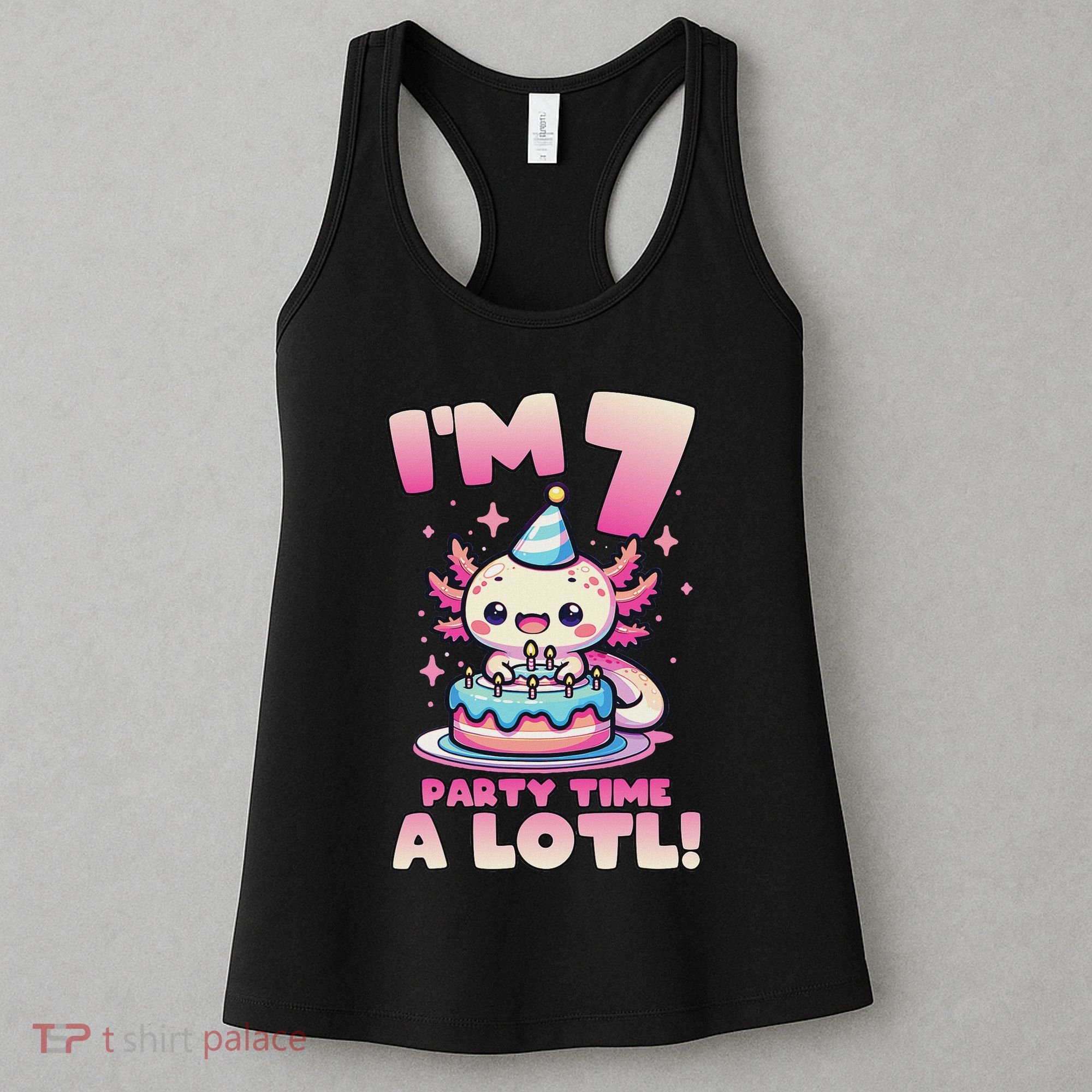 I'm 7 Seven Years Old Cute Kawaii Axolotl 7th Birthday Party Women's Tank Top