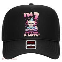 I'm 7 Seven Years Old Cute Kawaii Axolotl 7th Birthday Party Hat thumb 0