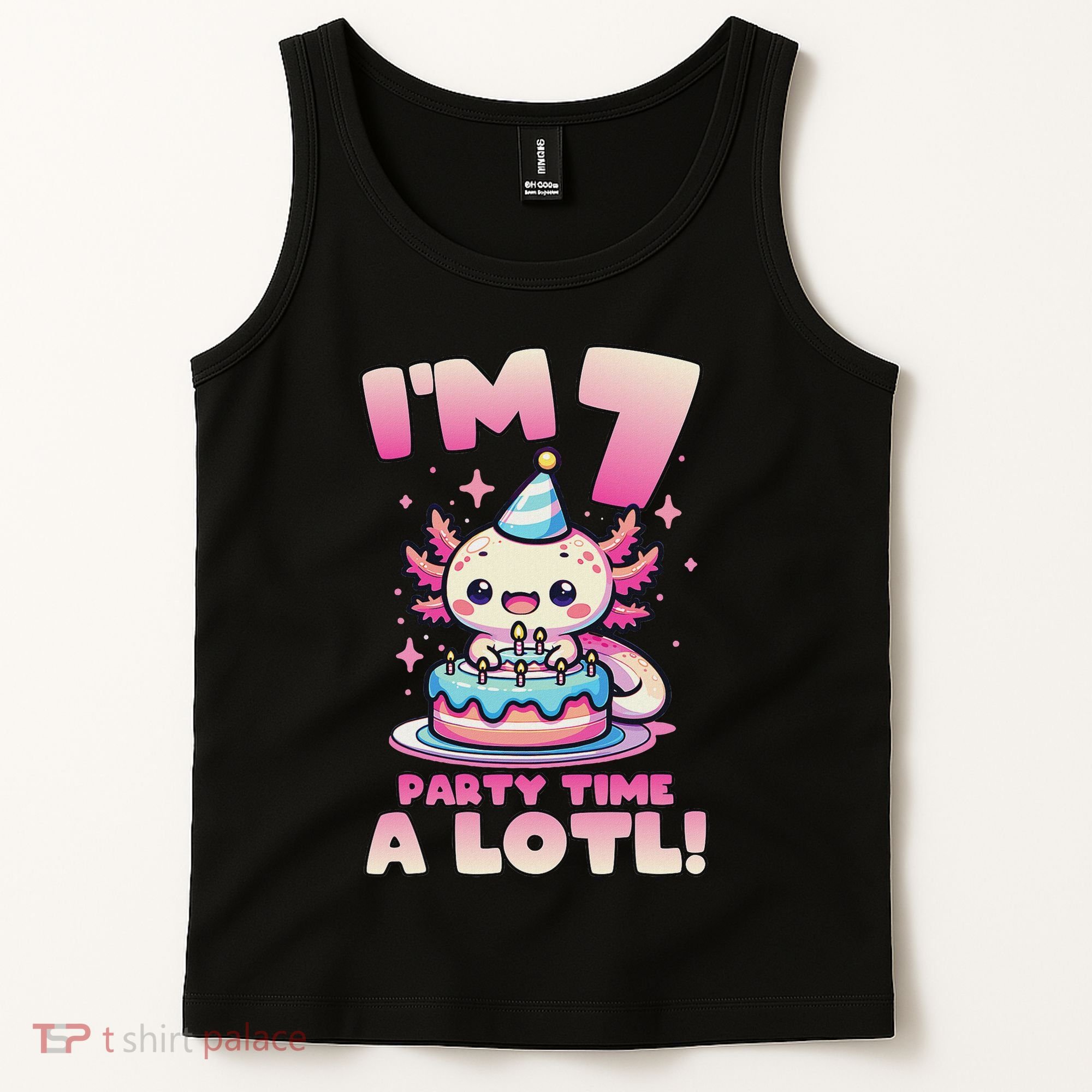 I'm 7 Seven Years Old Cute Kawaii Axolotl 7th Birthday Party Tank Top