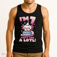 I'm 7 Seven Years Old Cute Kawaii Axolotl 7th Birthday Party Tank Top thumb 3