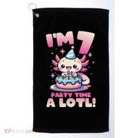 I'm 7 Seven Years Old Cute Kawaii Axolotl 7th Birthday Party Golf Towel thumb 0