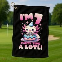 I'm 7 Seven Years Old Cute Kawaii Axolotl 7th Birthday Party Golf Towel thumb 1
