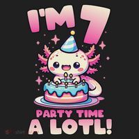 I'm 7 Seven Years Old Cute Kawaii Axolotl 7th Birthday Party Golf Towel thumb 3