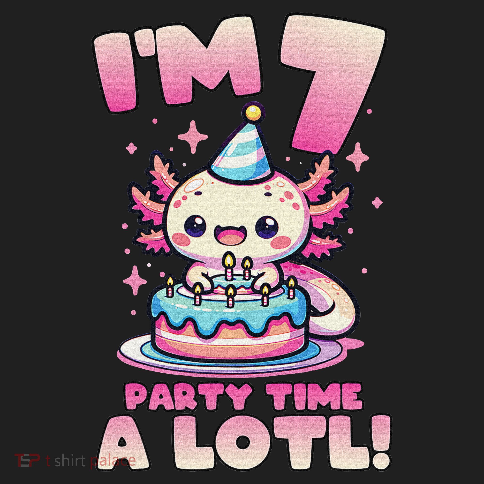 I'm 7 Seven Years Old Cute Kawaii Axolotl 7th Birthday Party Golf Towel