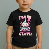 I'm 7 Seven Years Old Cute Kawaii Axolotl 7th Birthday Party Toddler T-Shirt thumb 2
