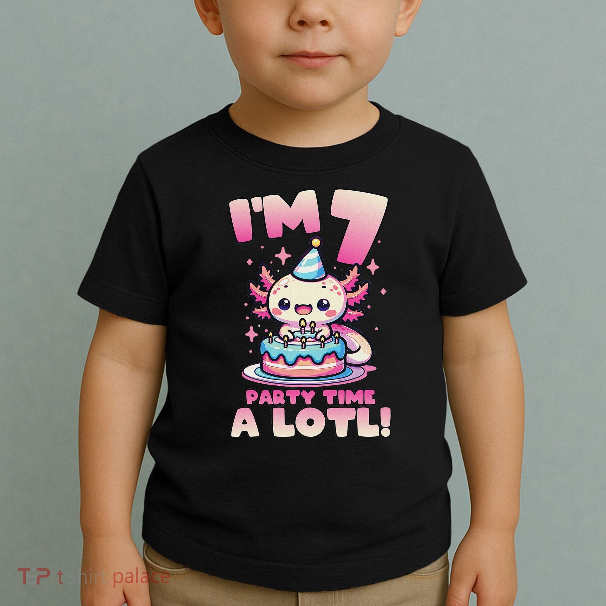 I'm 7 Seven Years Old Cute Kawaii Axolotl 7th Birthday Party Toddler T-Shirt