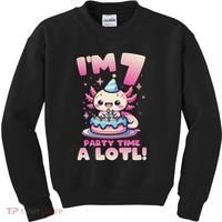 I'm 7 Seven Years Old Cute Kawaii Axolotl 7th Birthday Party Kids Sweatshirt thumb 0