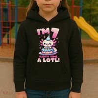 I'm 7 Seven Years Old Cute Kawaii Axolotl 7th Birthday Party Kids Hoodie thumb 3
