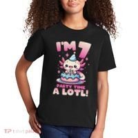 I'm 7 Seven Years Old Cute Kawaii Axolotl 7th Birthday Party Kids T-Shirt thumb 2