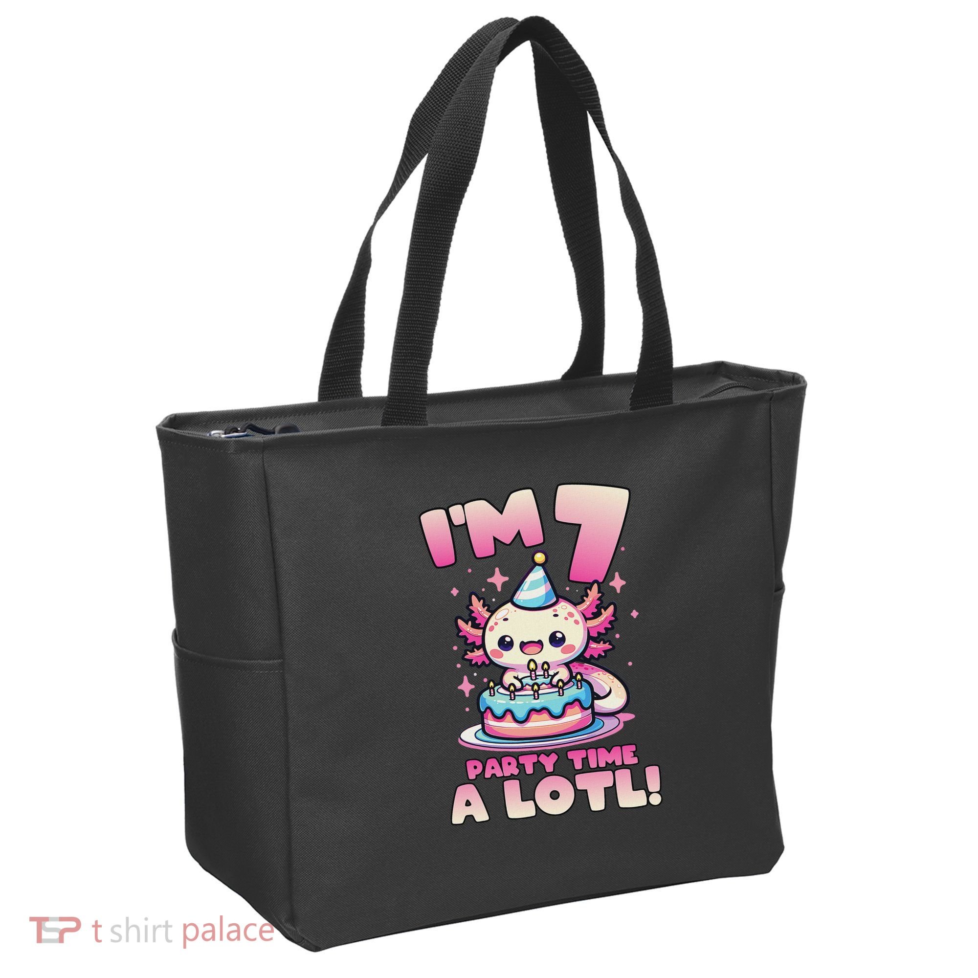 I'm 7 Seven Years Old Cute Kawaii Axolotl 7th Birthday Party Tote Bag