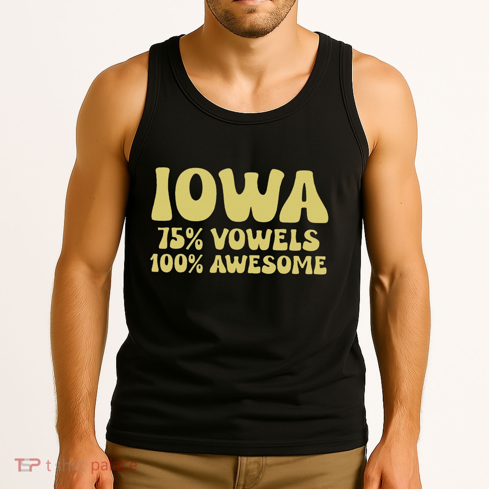 Iowa 75 Vowels 100 Awesome Iowans Women Funny State Tank Top