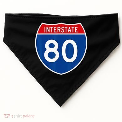 I 80 Interstate Highway Shield Sign = Funny USA-Made Doggie Bandana