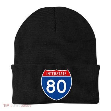 I 80 Interstate Highway Shield Sign = Funny Beanie