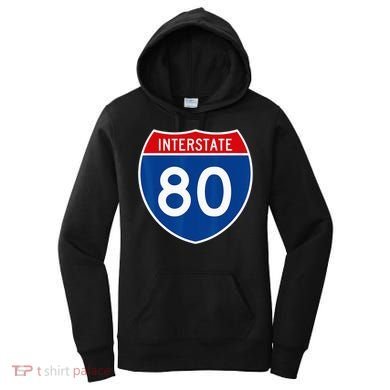 I 80 Interstate Highway Shield Sign = Funny Women's Hoodie