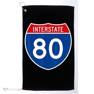 I 80 Interstate Highway Shield Sign = Funny Golf Towel