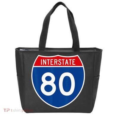 I 80 Interstate Highway Shield Sign = Funny Tote Bag