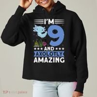 I'm 9 And Axolotly Amazing 9th Birthday Axolotl  Ladies Heavyweight Boxy Pullover Hoodie thumb 0