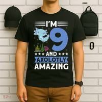 I'm 9 And Axolotly Amazing 9th Birthday Axolotl  T-Shirt thumb 6