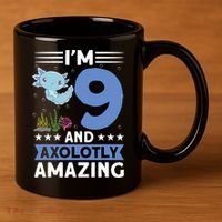 I'm 9 And Axolotly Amazing 9th Birthday Axolotl  11oz C Handle Ceramic Mug thumb 3