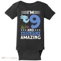 I'm 9 And Axolotly Amazing 9th Birthday Axolotl  Baby Bodysuit thumb 0