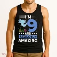 I'm 9 And Axolotly Amazing 9th Birthday Axolotl  Tank Top thumb 3