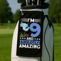 I'm 9 And Axolotly Amazing 9th Birthday Axolotl  Golf Towel thumb 2