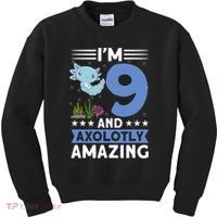 I'm 9 And Axolotly Amazing 9th Birthday Axolotl  Kids Sweatshirt thumb 0