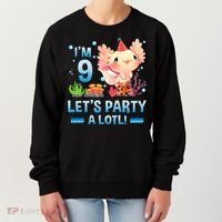 I'm 9 Let's Party A Lotl Cute Axolotl Lover For Women's Sweatshirt thumb 0