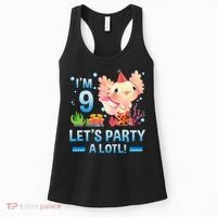 I'm 9 Let's Party A Lotl Cute Axolotl Lover For Women's Tank Top thumb 0