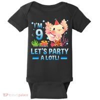I'm 9 Let's Party A Lotl Cute Axolotl Lover For Baby Bodysuit thumb 0