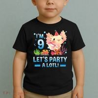 I'm 9 Let's Party A Lotl Cute Axolotl Lover For Toddler T-Shirt thumb 2