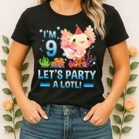 I'm 9 Let's Party A Lotl Cute Axolotl Lover For Women's T-Shirt thumb 2