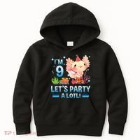 I'm 9 Let's Party A Lotl Cute Axolotl Lover For Kids Hoodie thumb 0