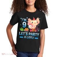 I'm 9 Let's Party A Lotl Cute Axolotl Lover For Kids T-Shirt thumb 2