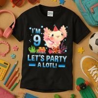 I'm 9 Let's Party A Lotl Cute Axolotl Lover For Kids T-Shirt thumb 3