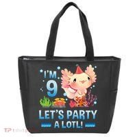 I'm 9 Let's Party A Lotl Cute Axolotl Lover For Tote Bag thumb 0