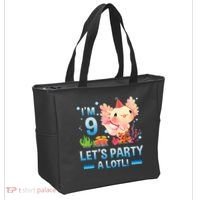 I'm 9 Let's Party A Lotl Cute Axolotl Lover For Tote Bag thumb 2