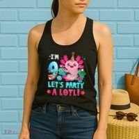 I'm 9 Years Old Let's Party A Lotl Axolotl 9th Birthday   Women's Tank Top thumb 2
