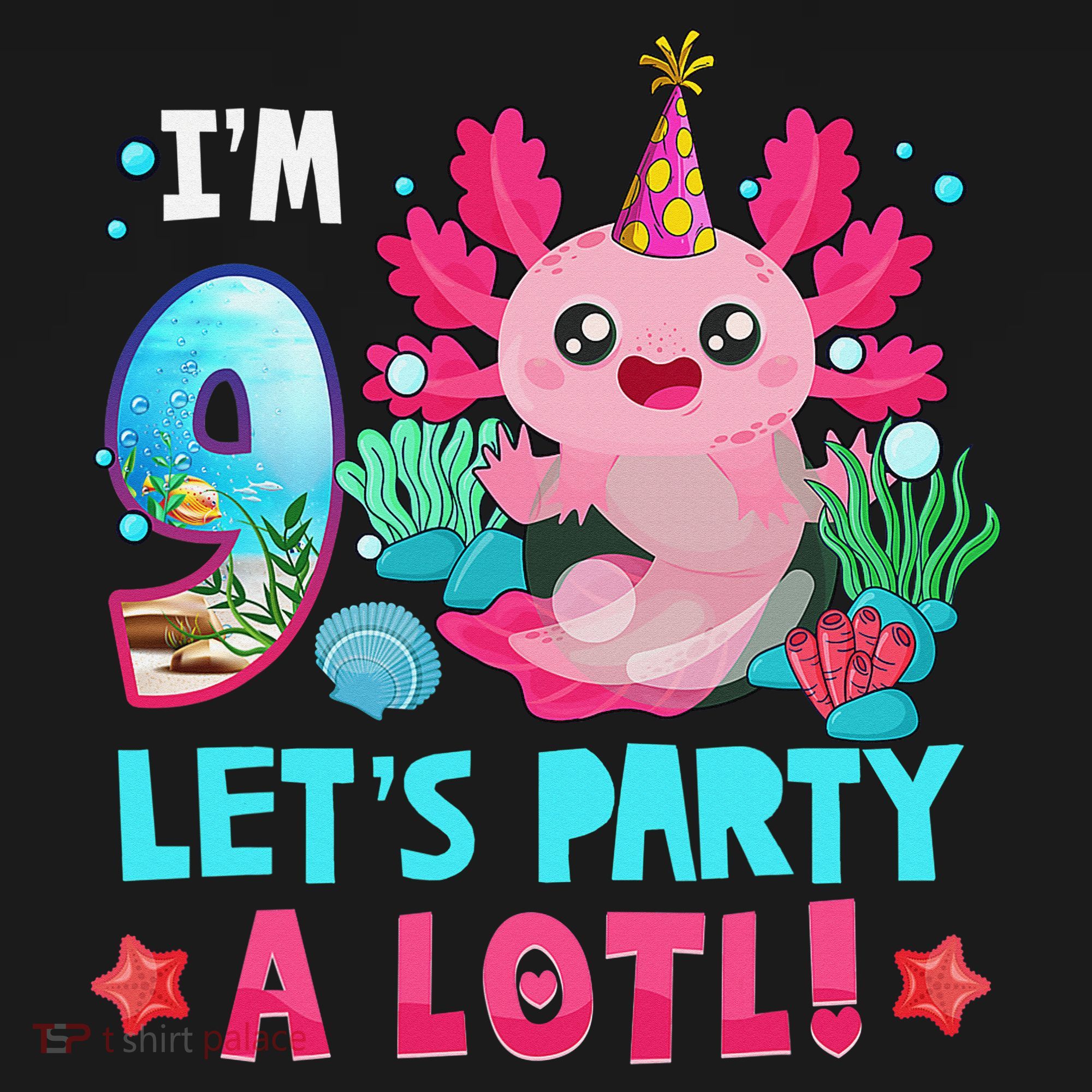 I'm 9 Years Old Let's Party A Lotl Axolotl 9th Birthday   Women's Tank Top
