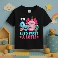 I'm 9 Years Old Let's Party A Lotl Axolotl 9th Birthday   Toddler T-Shirt thumb 3
