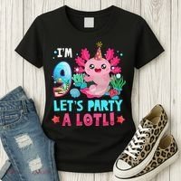 I'm 9 Years Old Let's Party A Lotl Axolotl 9th Birthday   Women's T-Shirt thumb 3