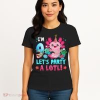 I'm 9 Years Old Let's Party A Lotl Axolotl 9th Birthday   Women's T-Shirt thumb 4