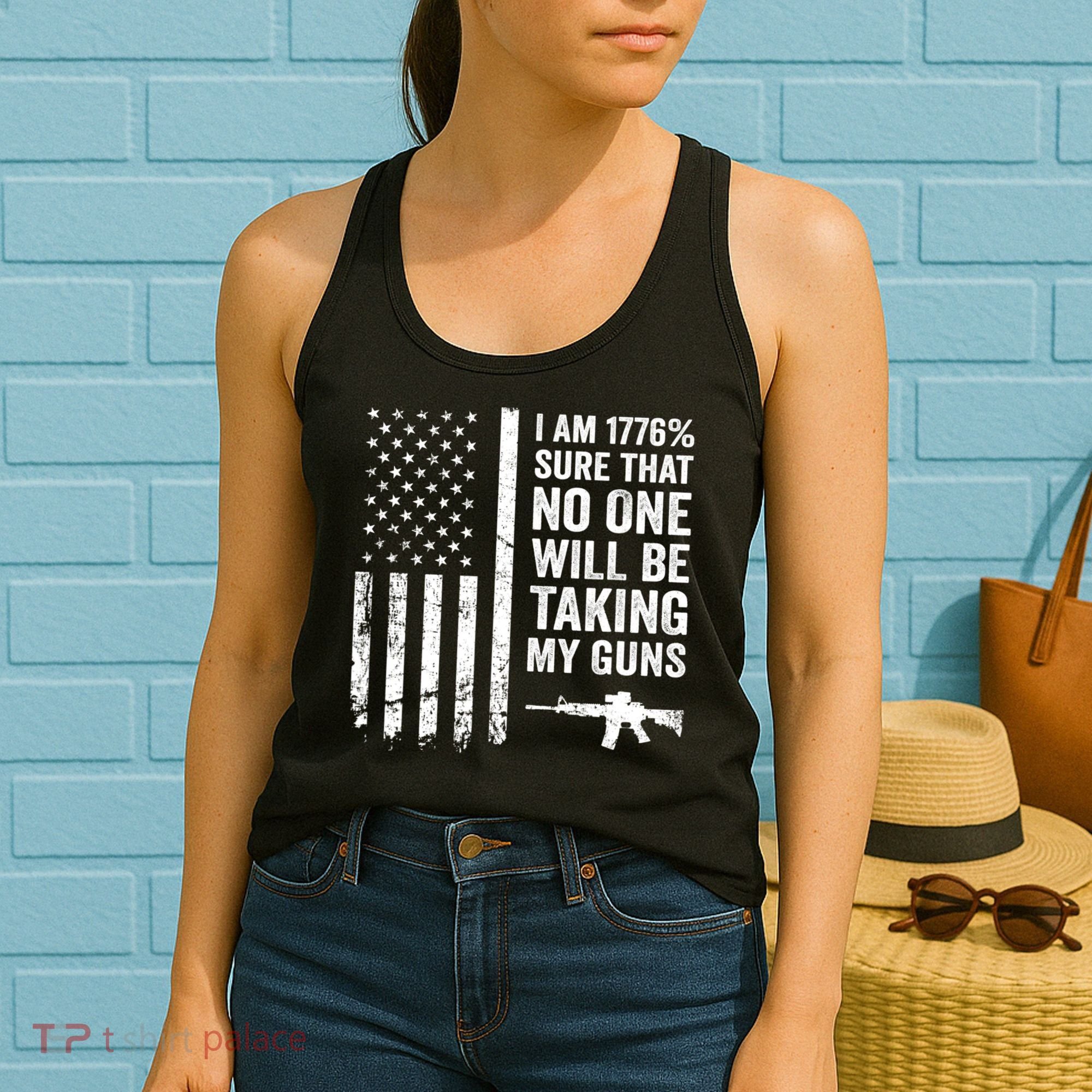 I Am 1776 Sure No One Is Taking My Guns Pro Gun USA Flag Women's Tank Top